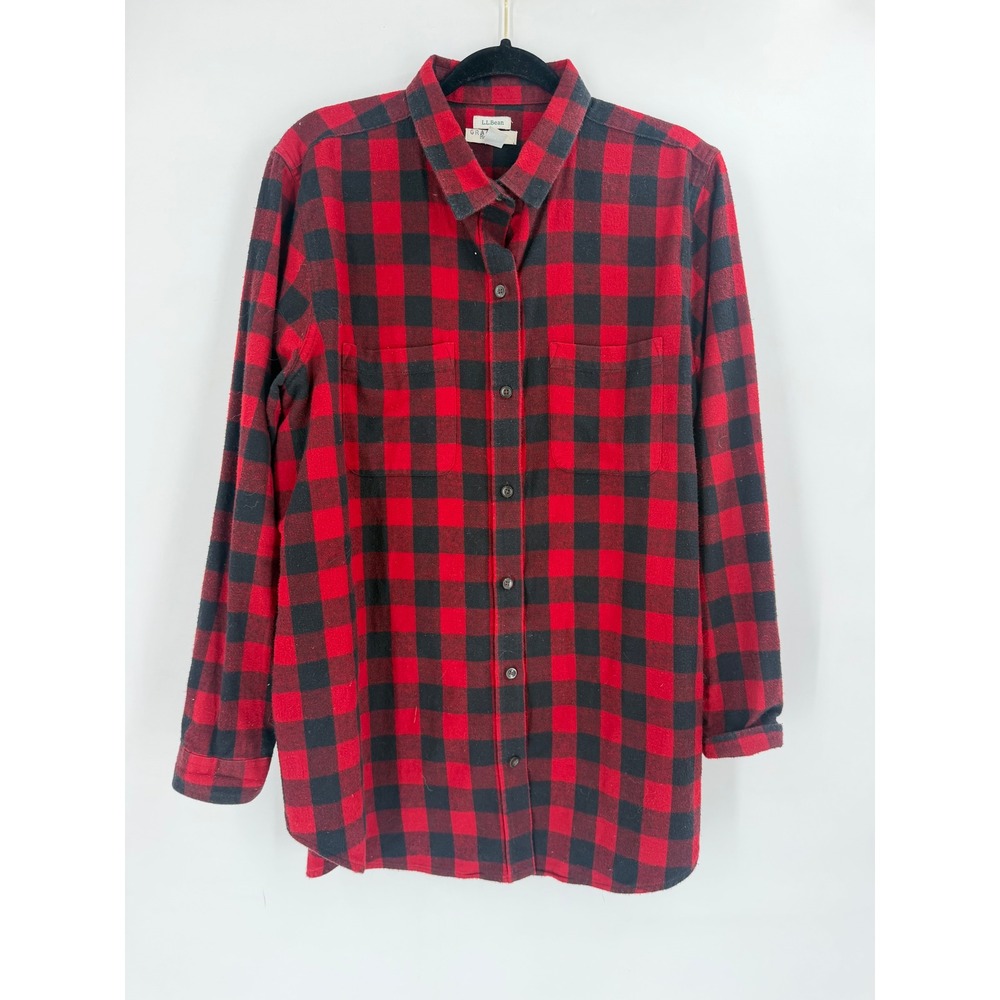 LL Bean Flannel Shirt Mens XL Red Buffalo Check Relaxed Fit Lumberjack Heritage